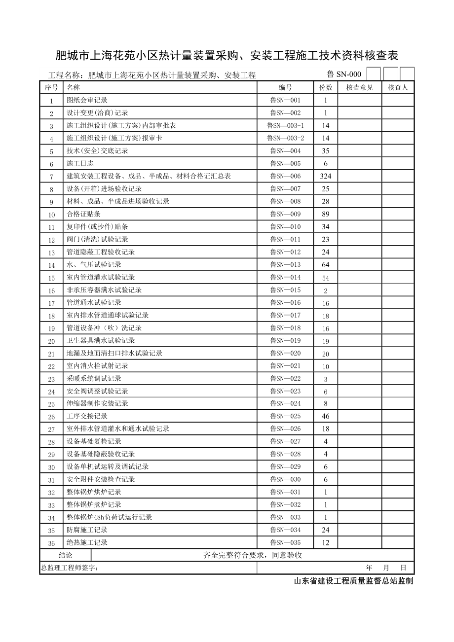 [山东]住宅楼建筑给排水及采暖工程施工质量验收资料表.docx_第1页