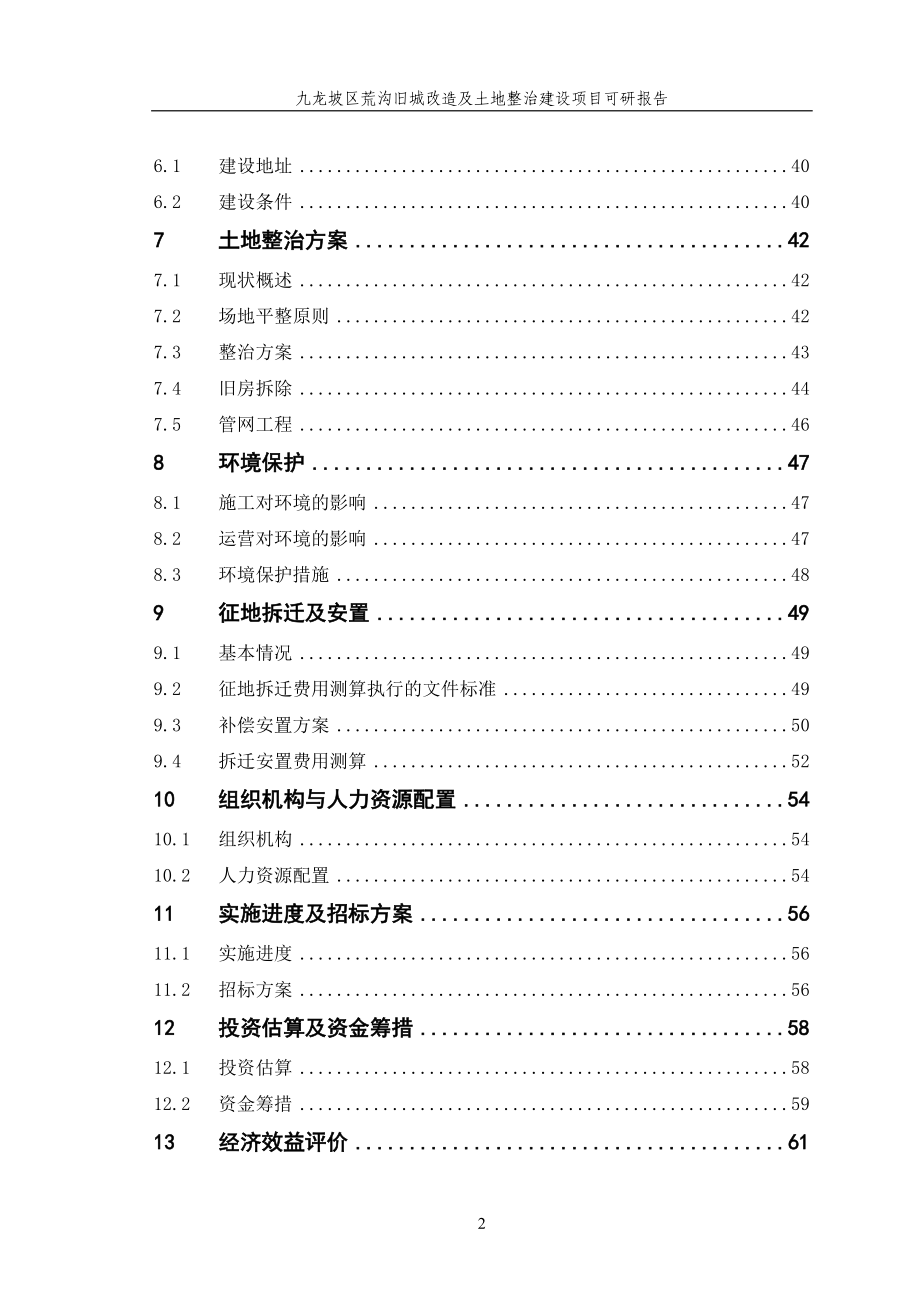 九龙坡区荒沟旧城改造及土地整治建设项目可研报告.docx_第2页