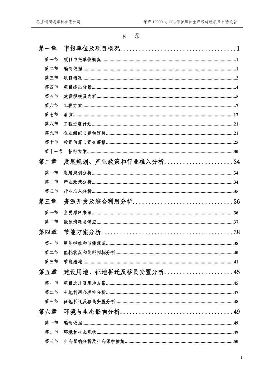 年产10000吨CO2保护焊丝生产线建设项目申请报告(1).docx_第1页