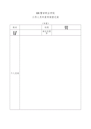 XX警官职业学院工作人员年度考核登记表.docx