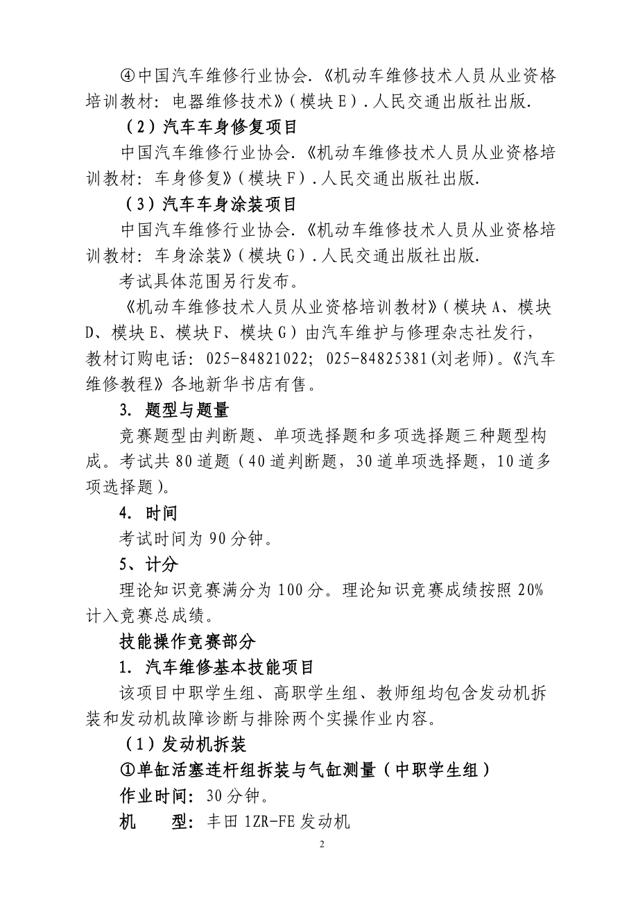 XXXX年江苏省职业学校技能大赛汽车维修类项目实施方案.docx_第2页