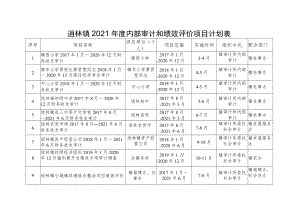 逍林镇2021年度内部审计和绩效评价项目计划表.docx