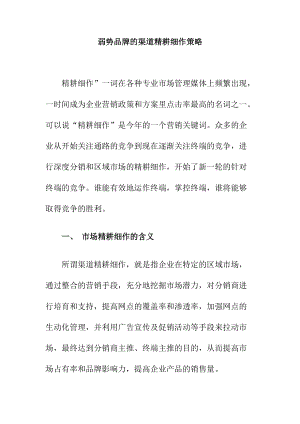 弱势品牌的渠道精耕细作策略.docx