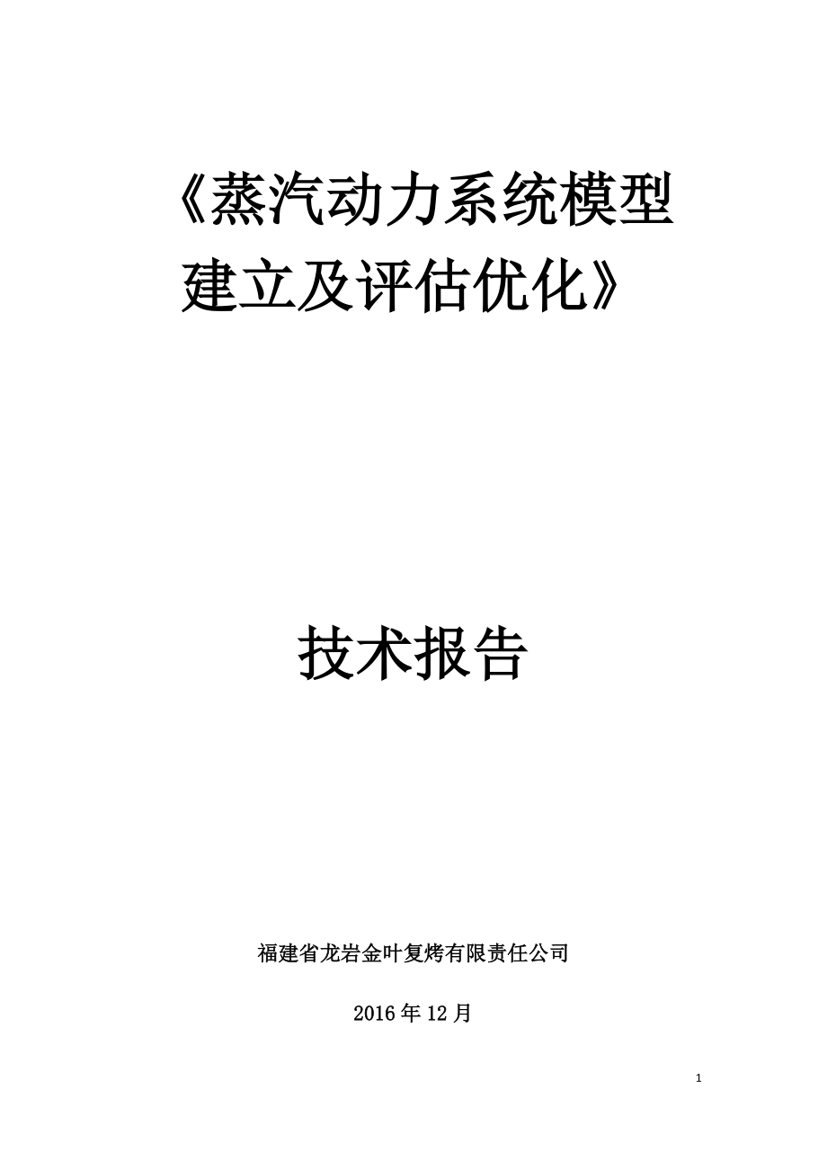 蒸汽动力系统模型建立及评估优化项目技术报告.docx_第1页