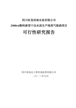 水泥生产线尾气脱硝项目可行性研究报告.docx