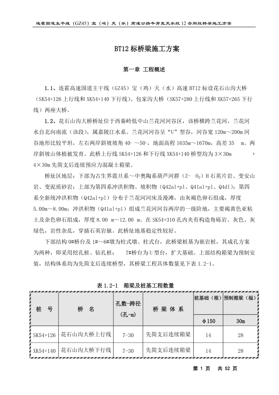 宝天高速12标桥梁施工组织设计(小箱梁).docx_第1页