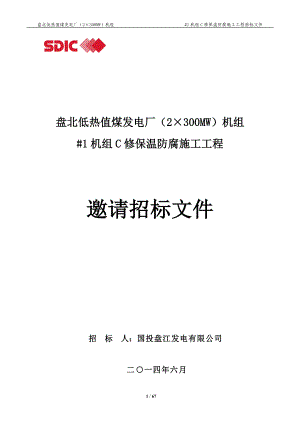 01-盘北低热值煤发电厂1机组C修保温防腐施工招标文件(.docx