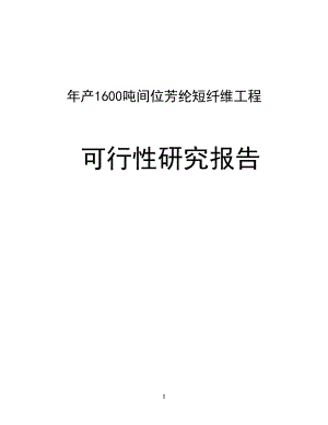 年产1600吨间位芳纶短纤维项目可行性研究报告可研报告.docx