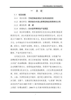 万吨豆制品深加工技术改造项目可研究性报告.docx