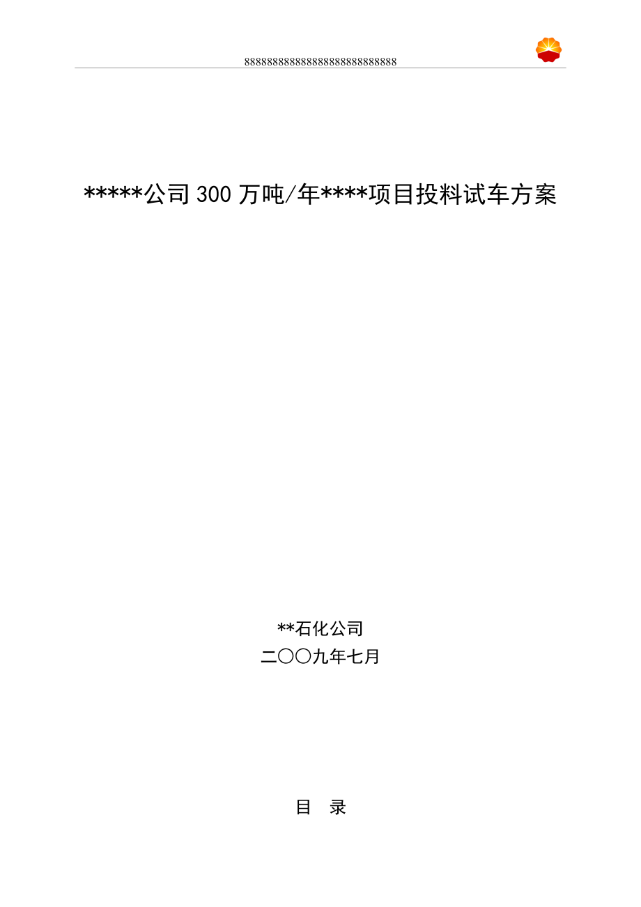 公司300万吨年项目投料试车方案.docx_第1页