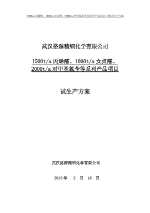 某化学公司产品项目试生产方案.docx