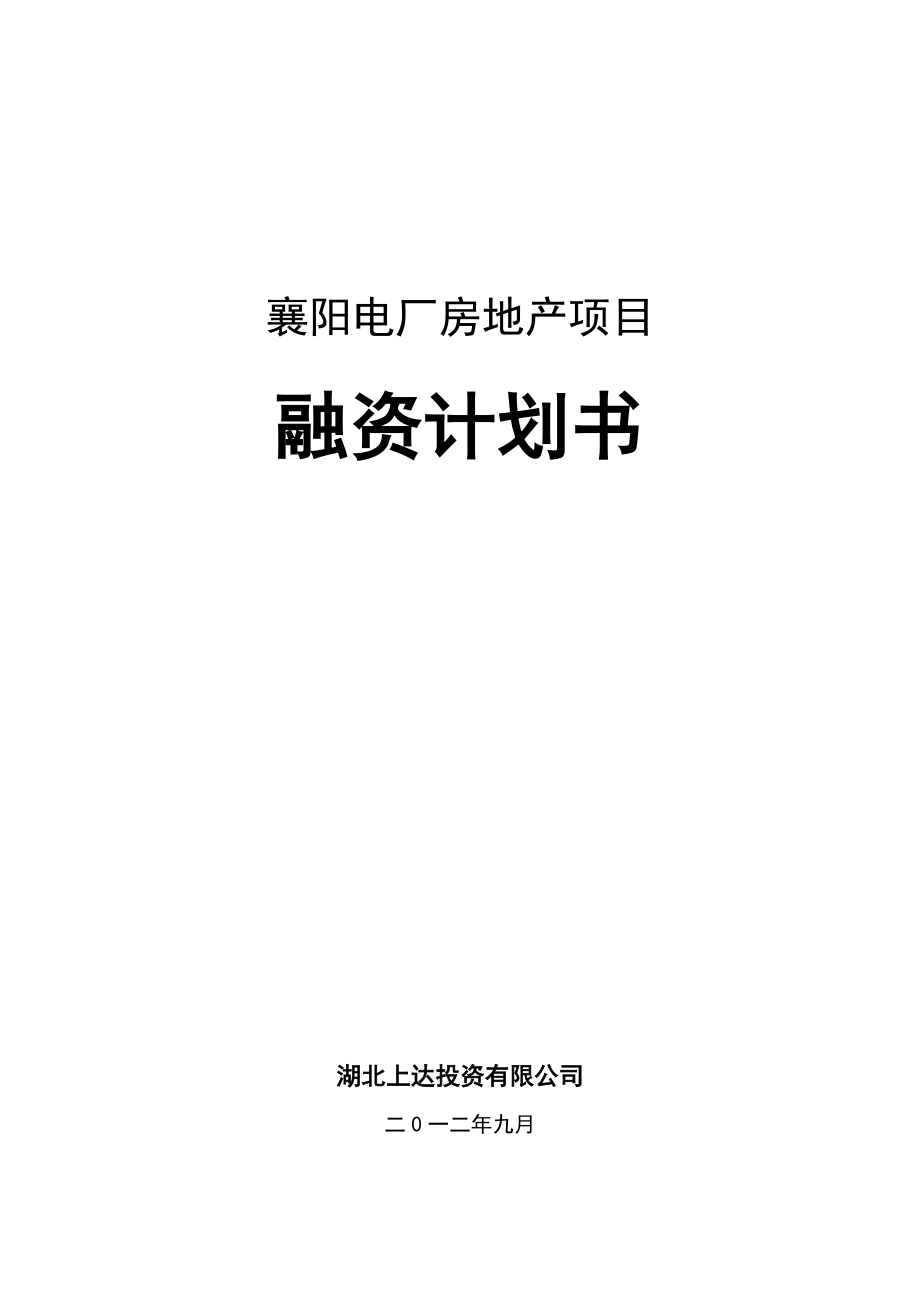 襄阳电厂项目融资计划书XXXX0922.docx_第1页