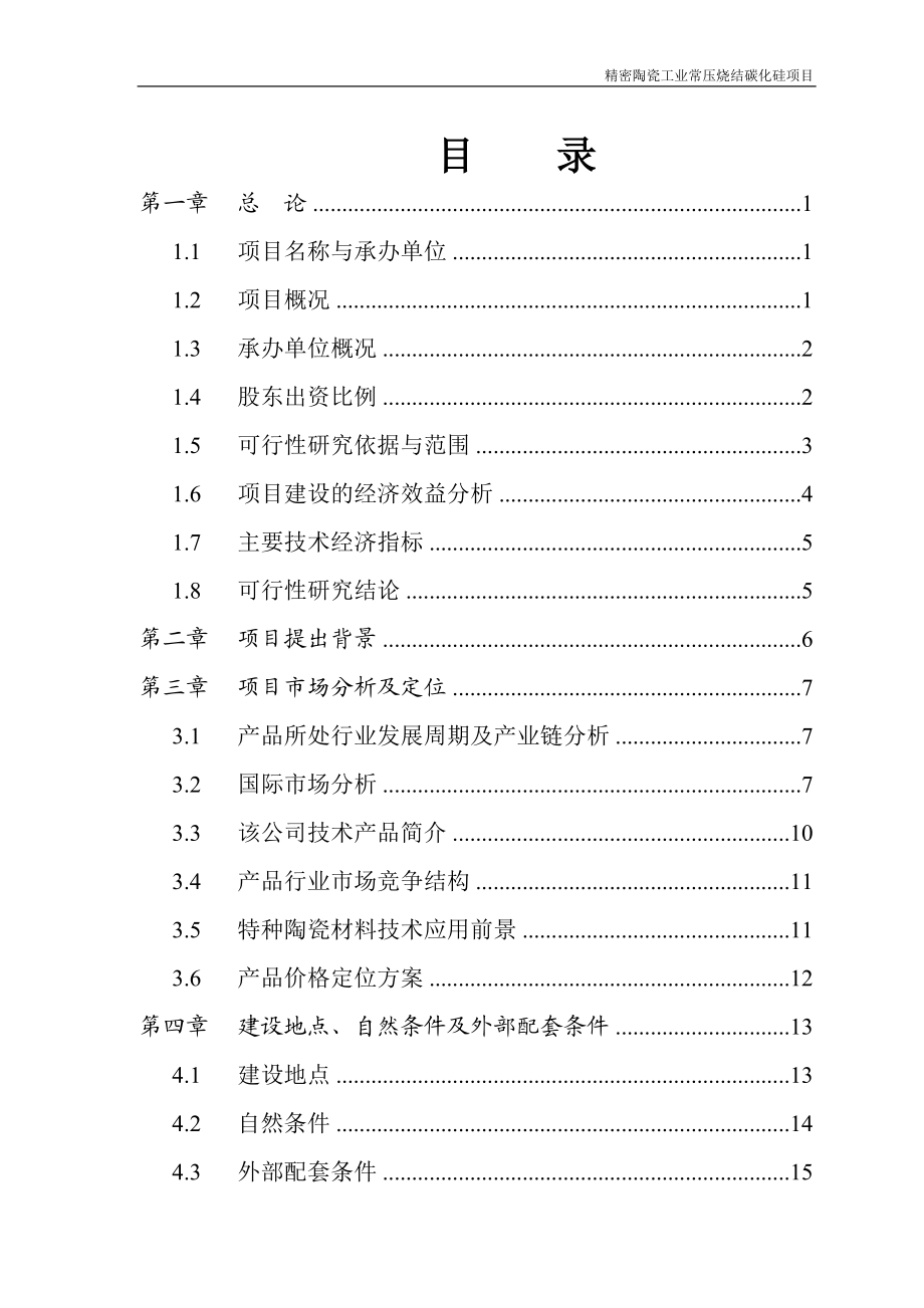 精密陶瓷工业常压烧结碳化硅项目报告.docx_第1页