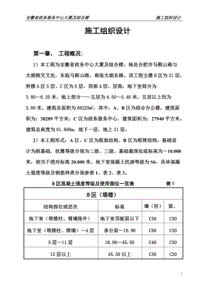 安徽省政务中心大楼施工组织设计.docx