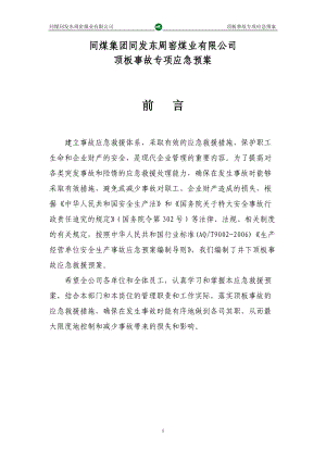 某煤业有限公司顶板事故专项应急预案.docx