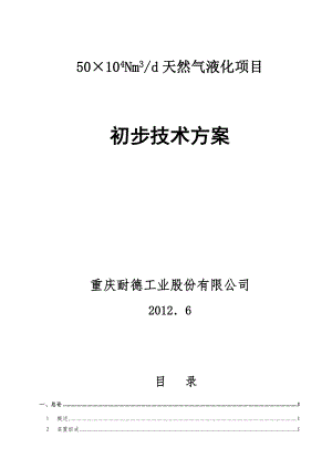 日处理50万方LNG液化项目初步方案.docx