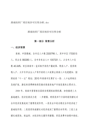 淮南某项目初步可行性分析报告.docx