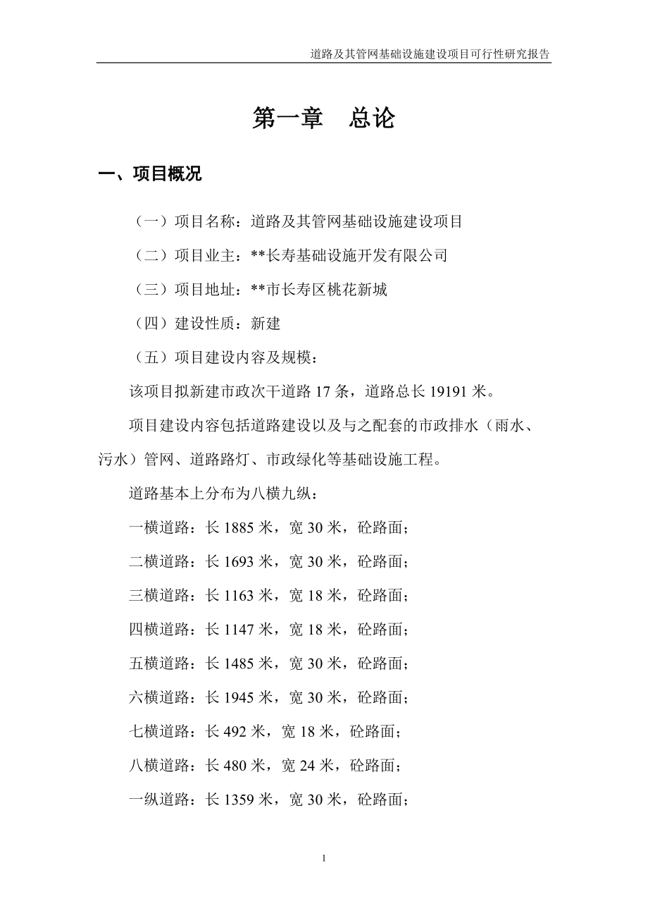 管网基础设施建设项目可研.docx_第1页