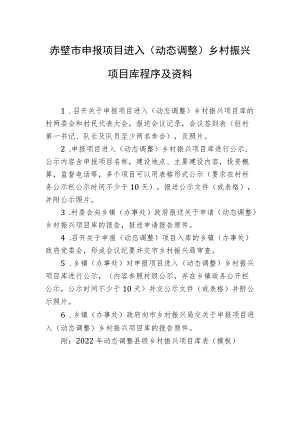 赤壁市申报项目进入动态调整乡村振兴项目库程序及资料.docx