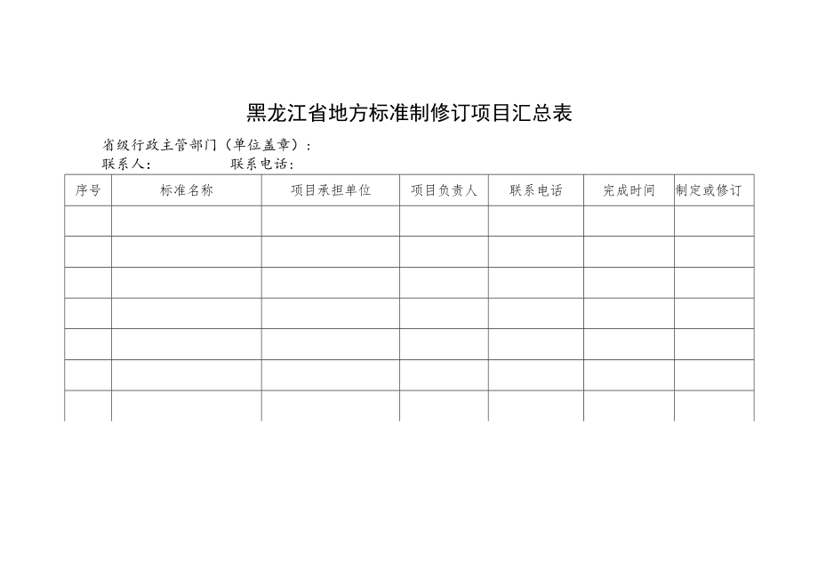 黑龙江省地方标准制修订项目汇总表.docx_第1页