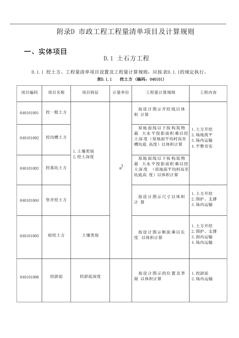 市政工程工程量清单项目及计算规则(DOC51页).doc_第1页