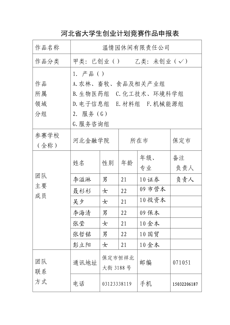 温情园休闲有限责任公司项目作品和申报书.docx_第3页