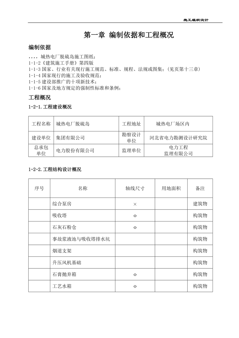 某热电厂脱硫岛施工组织设计方案.docx_第1页