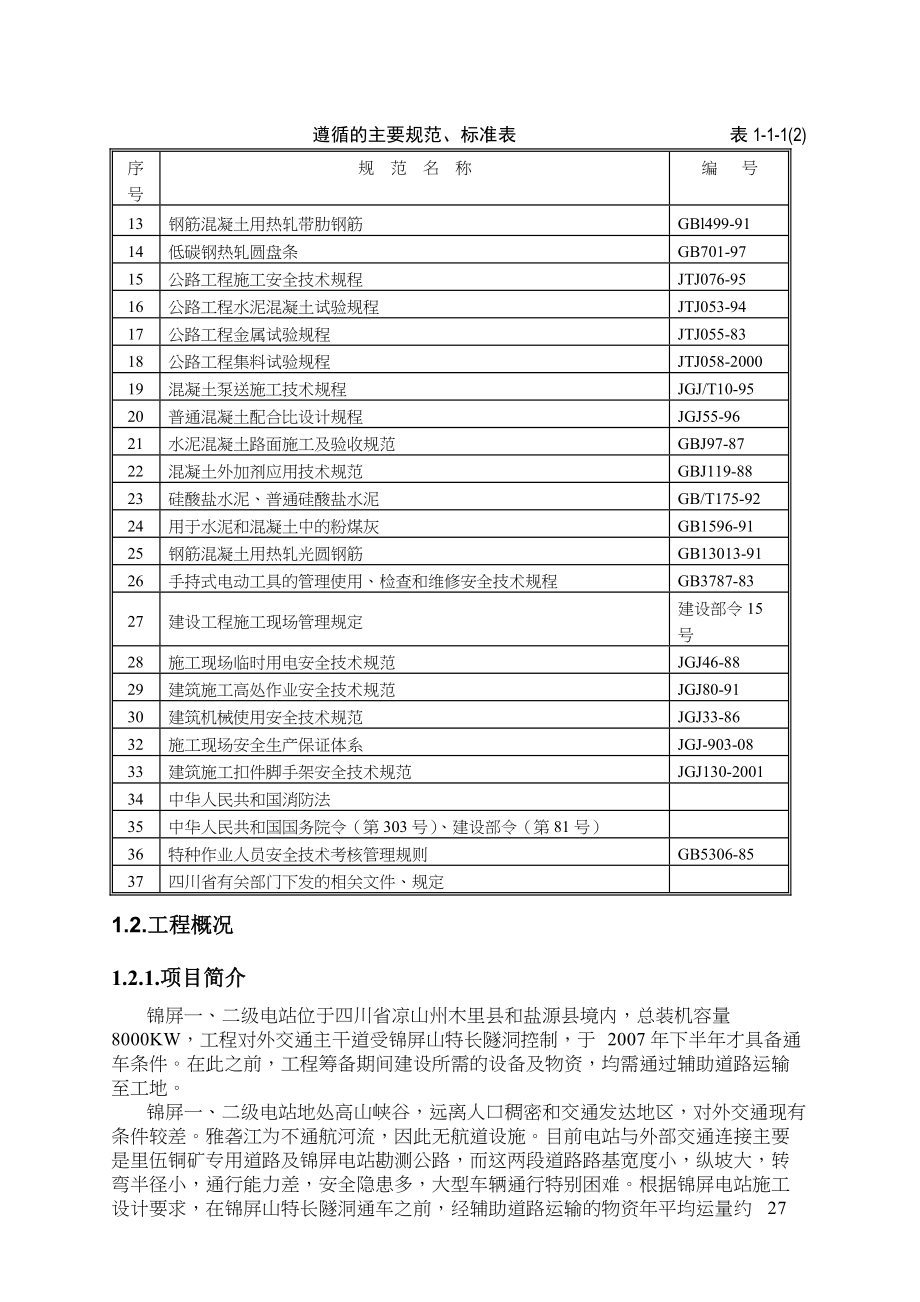 锦屏水电站一级坝区辅助道路改建工程投标文件.docx_第2页