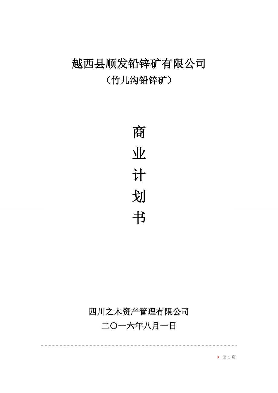 某铅锌矿有限公司商业计划书.docx_第1页