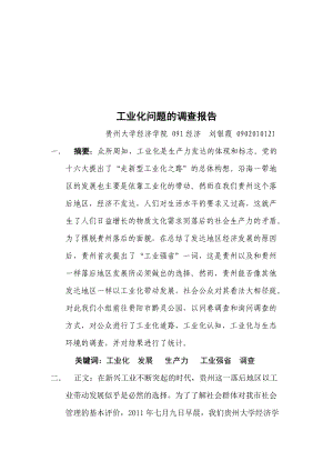 关于工业化问题的调查报告.docx