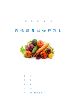 超低温食品保鲜项目创业商业计划书.docx