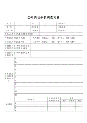 某某公司岗位分析调查问卷.doc