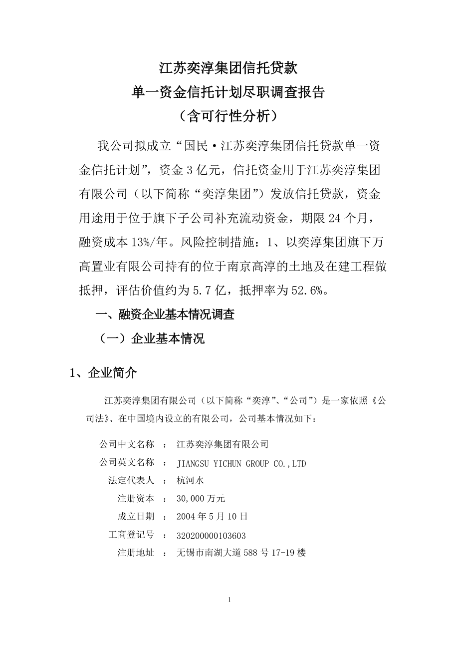 奕淳集团尽职调查报告.docx_第1页