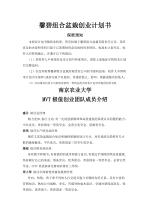 成功致富之盆栽创业计划书.docx