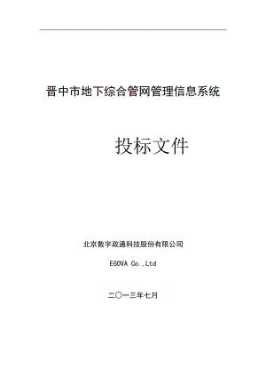 某市地下综合管网管理信息系统投标文件.docx