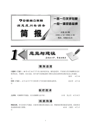 满意度问卷调查简报（253期）doc-安徽省立医院.docx