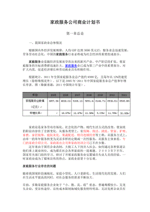 金钥匙家政公司创业计划书.docx