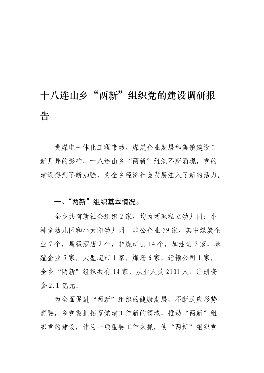 某乡两新组织党的建设调研报告.docx_第1页