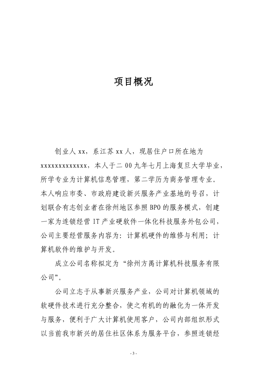 计算机产业科技开发与服务项目创业计划书.docx_第3页