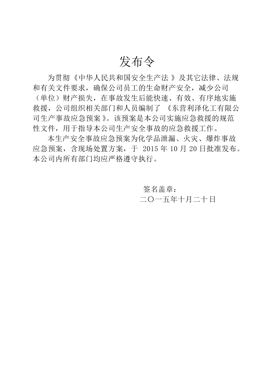 东营利泽化工有限公司安全生产事故应急预案-修改.docx_第2页