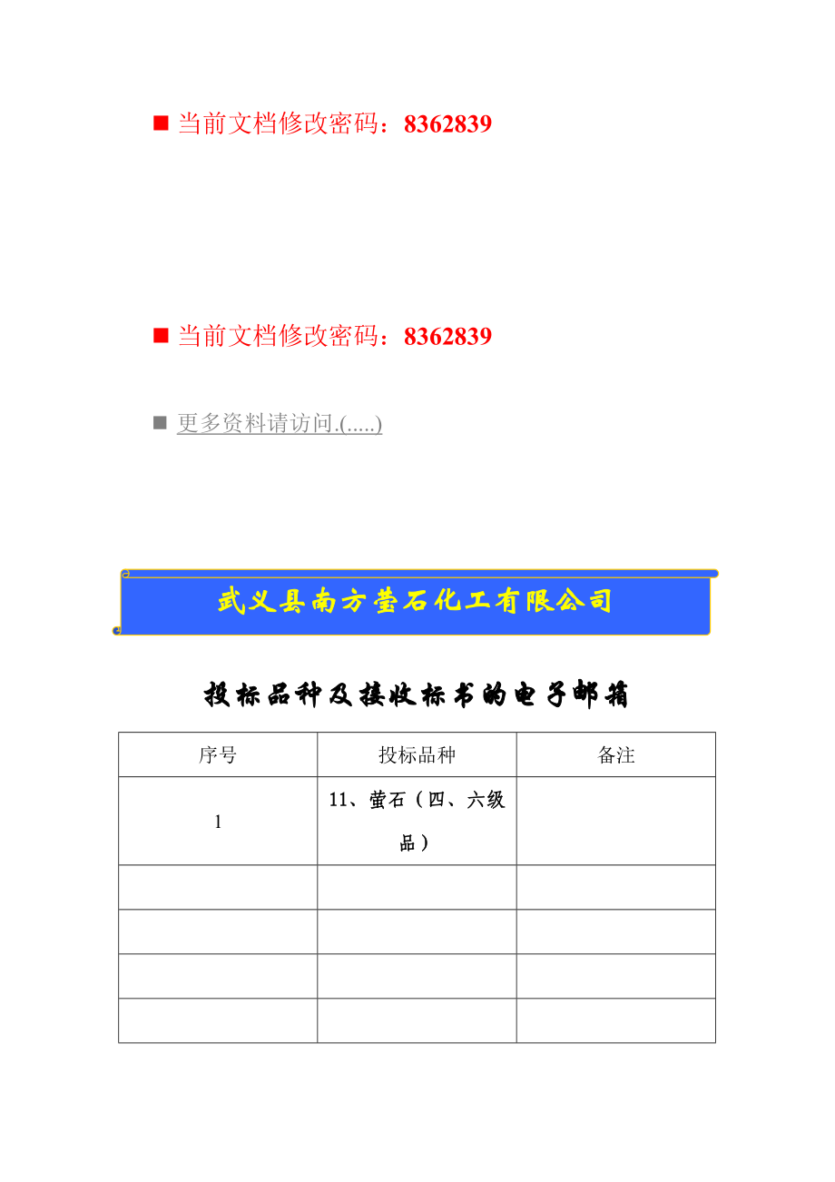 企业投标品种及接收标书的电子邮箱讲义.docx_第1页