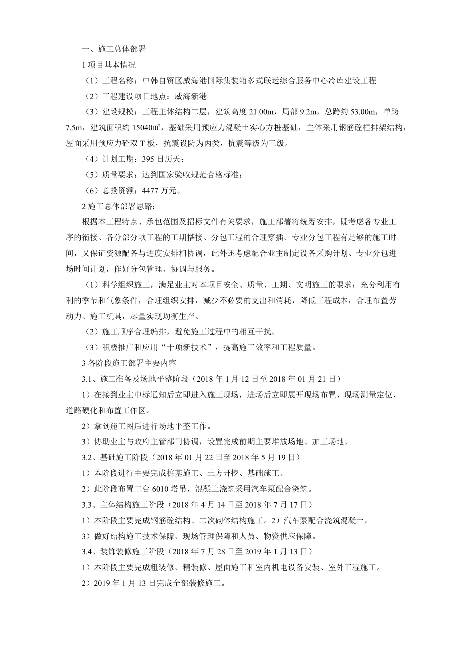 冷库施工组织设计方案.docx_第1页