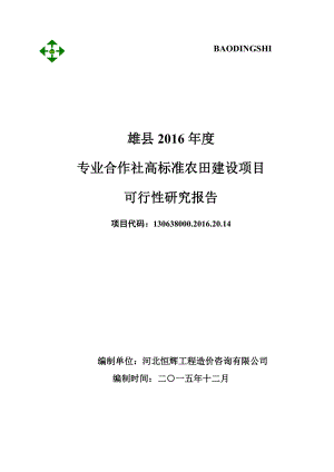 高标准农田建设项目可行性研究报告.docx