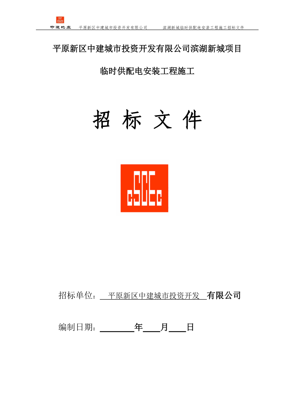 滨湖新城电力基建招标文件(按合同范本修改后的).docx_第1页