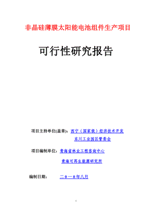 非晶硅薄膜太阳能电池组件生产项目可行性研究报告.docx