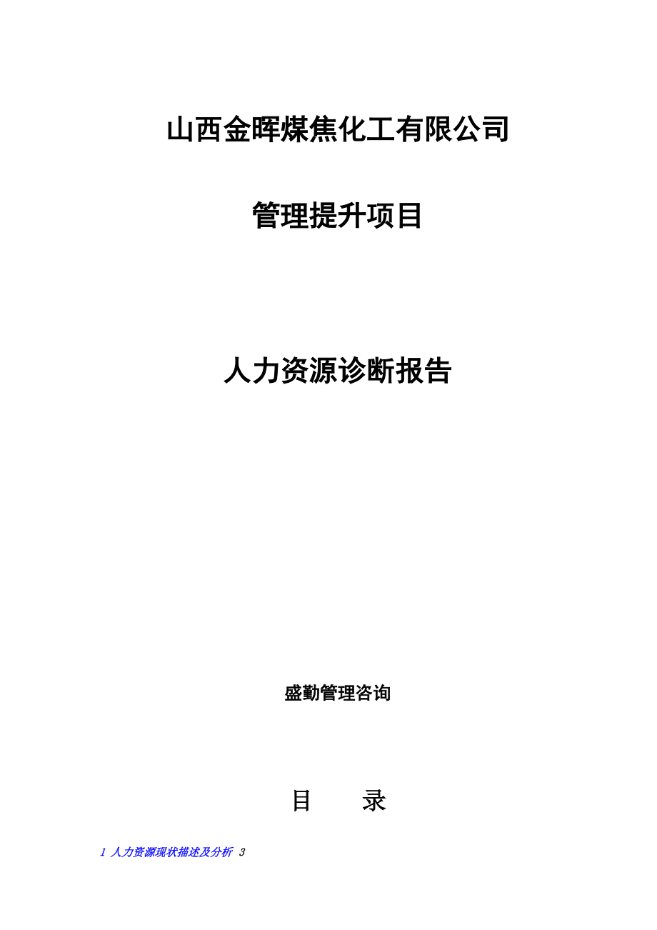 山西金晖煤焦化工公司人力资源诊断报告.docx_第1页