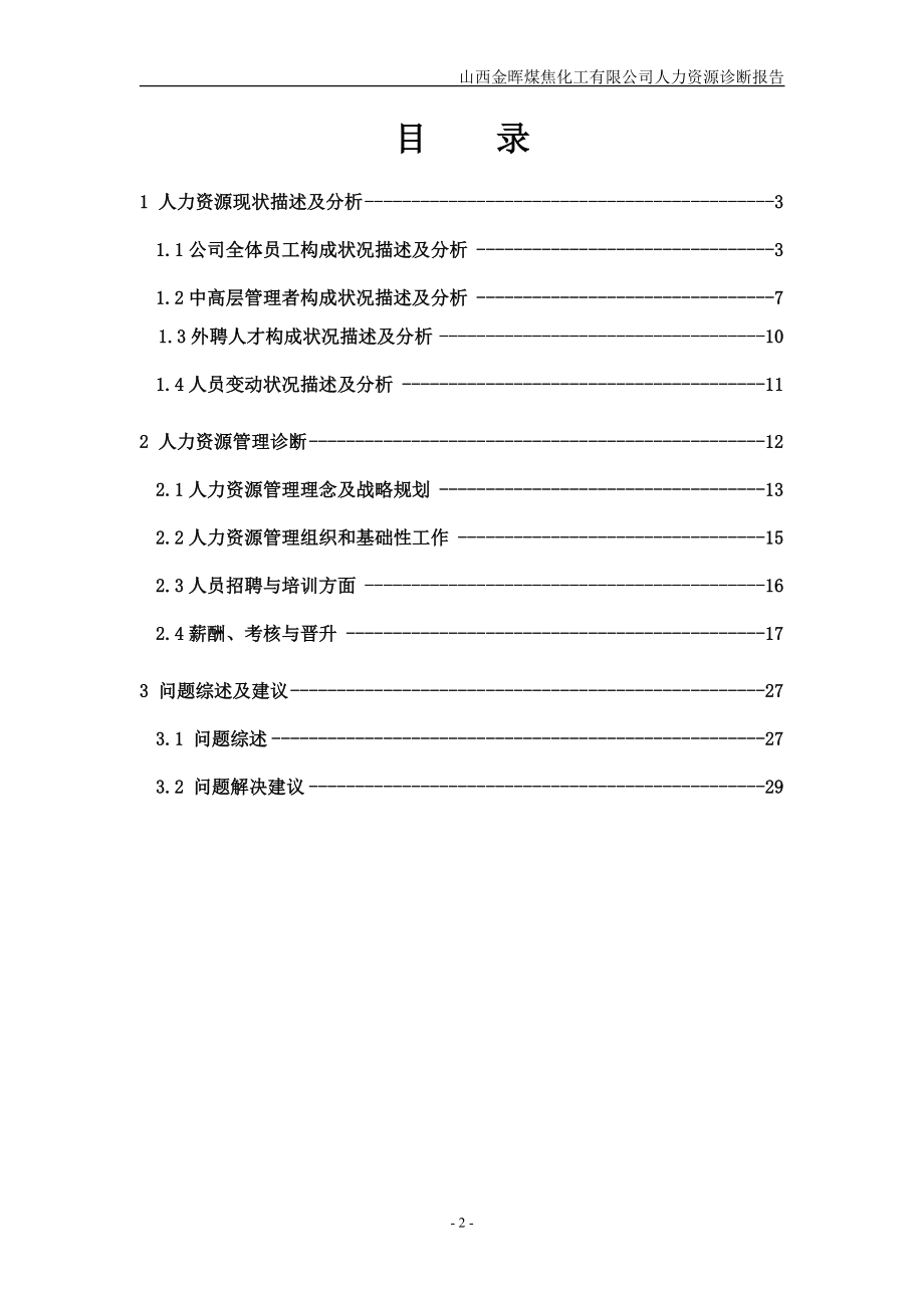 某煤焦化工有限公司人力资源诊断报告.docx_第2页