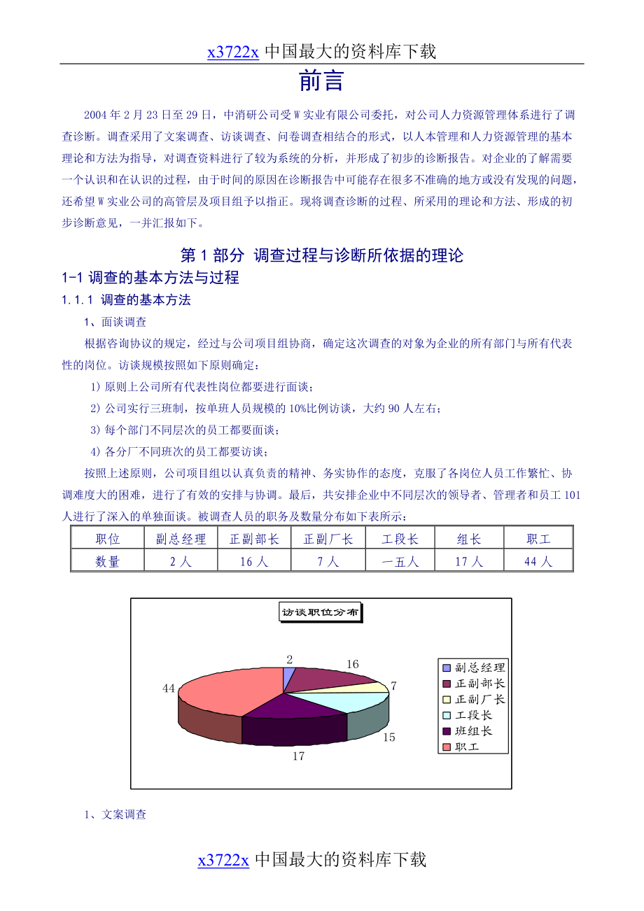 唐山市W实业有限公司人力资源咨询项目诊断报告.doc_第3页