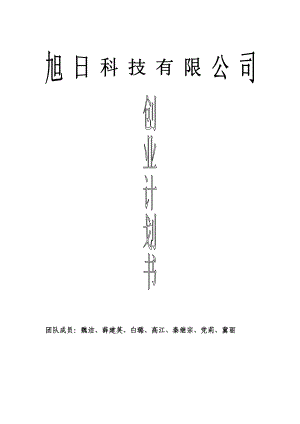 创业优秀案例--旭日科技有限公司创业计划书--班内传阅,请勿外传.docx