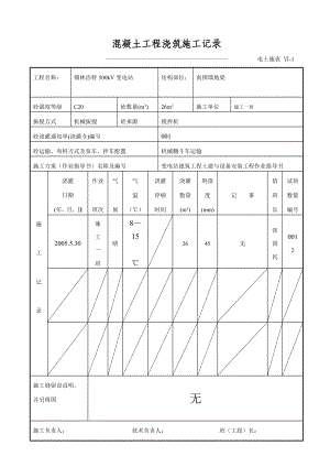 混凝土工程浇筑施工记录.docx